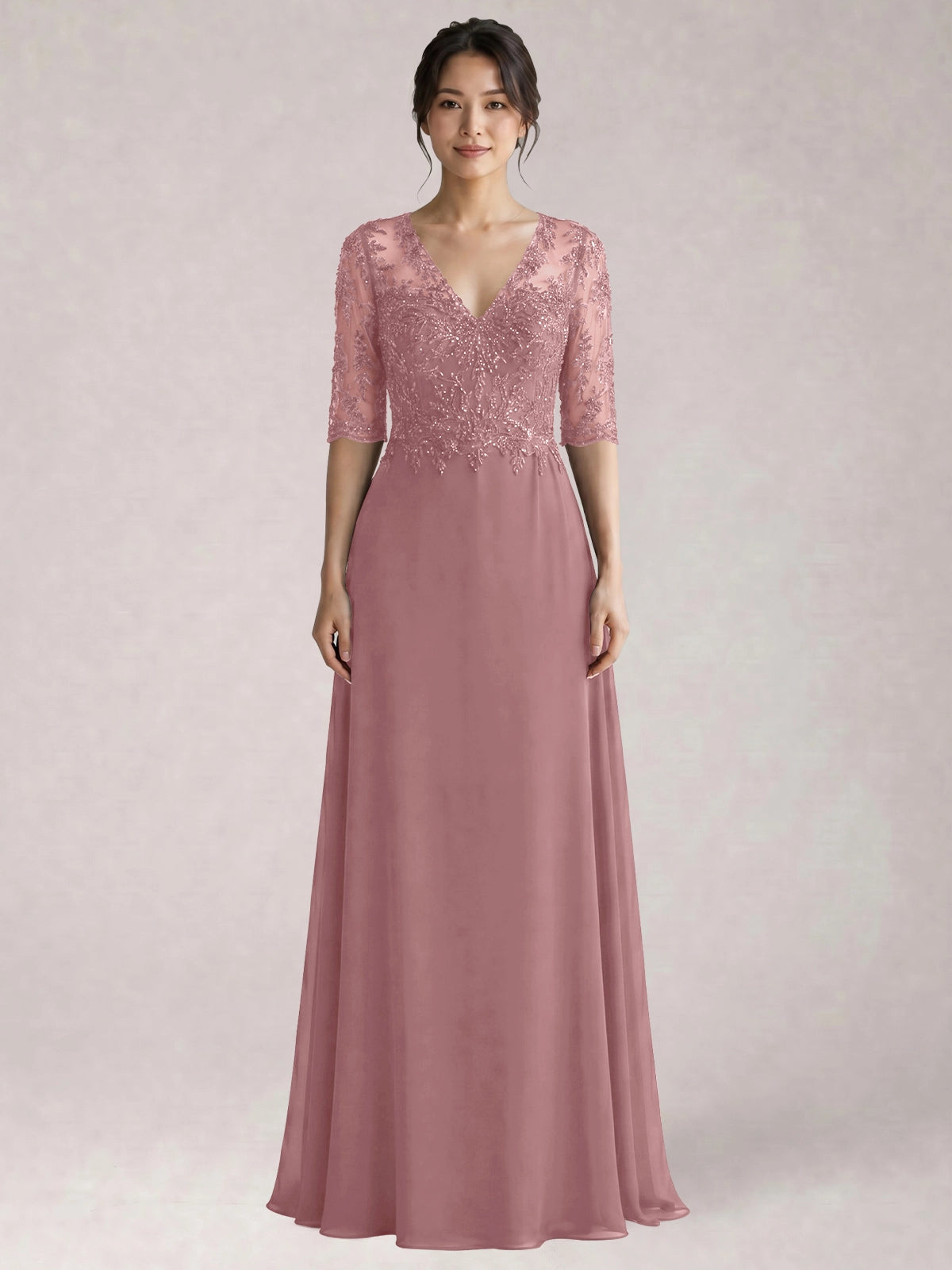 Lace Mother of the Bride Dress with Half Sleeves