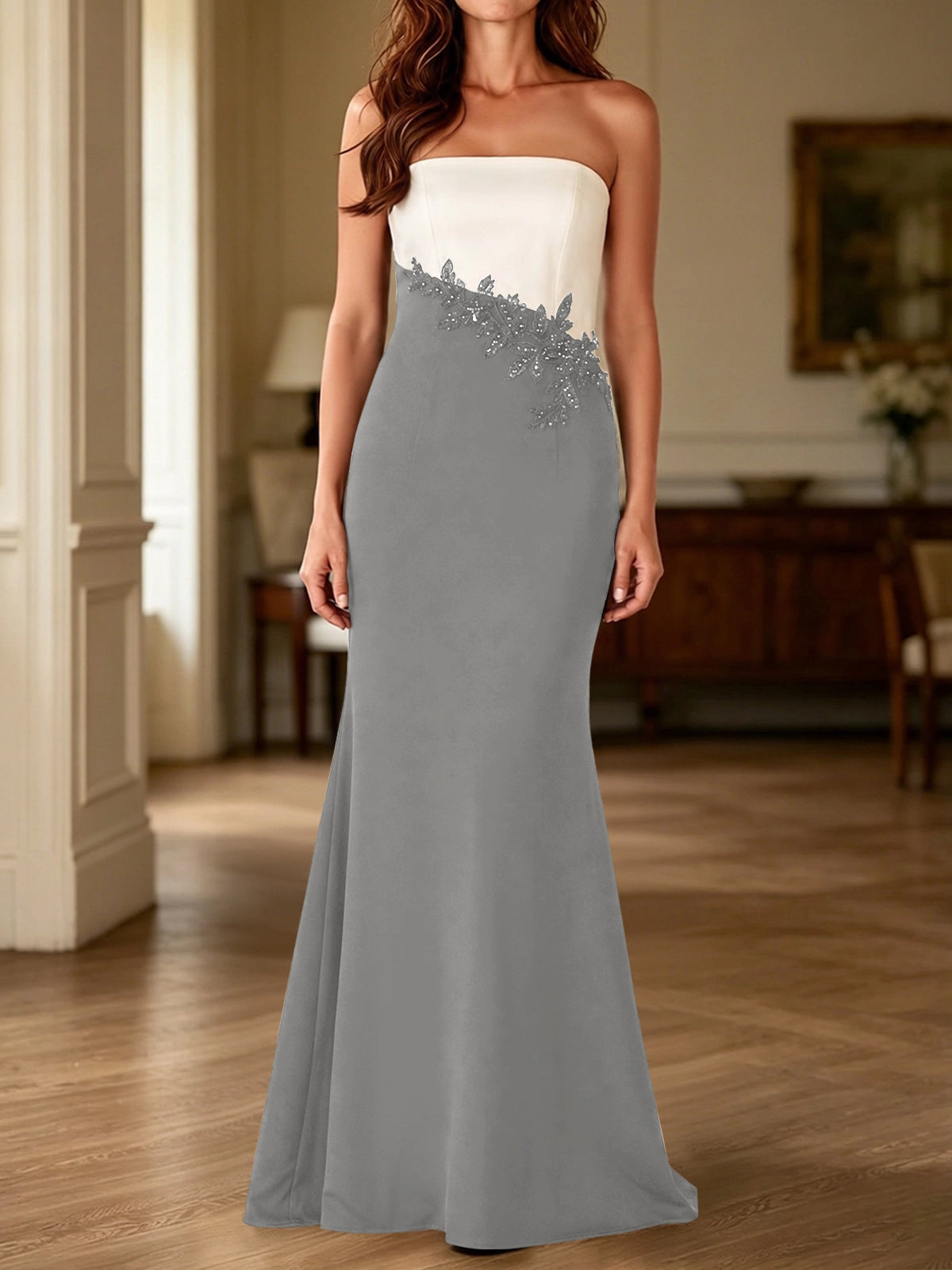 Trumpet Mother of the Bride Dress with Appliques