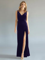 Velvet Bridesmaid Dress with Slit 