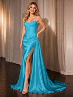 Silk-like Prom Dress with Appliques