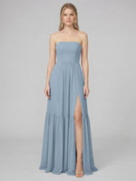 Strapless Bridesmaid Dress with Slit 