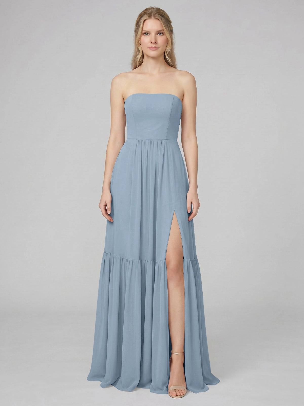 Strapless Bridesmaid Dress with Slit 