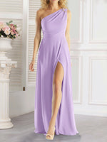 One-Shoulder Bridesmaid Dress with Slit