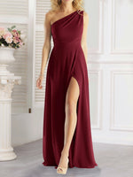 One-Shoulder Bridesmaid Dress with Slit