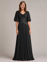 Cowl Neck Mother of the Bride Dress with Applique 