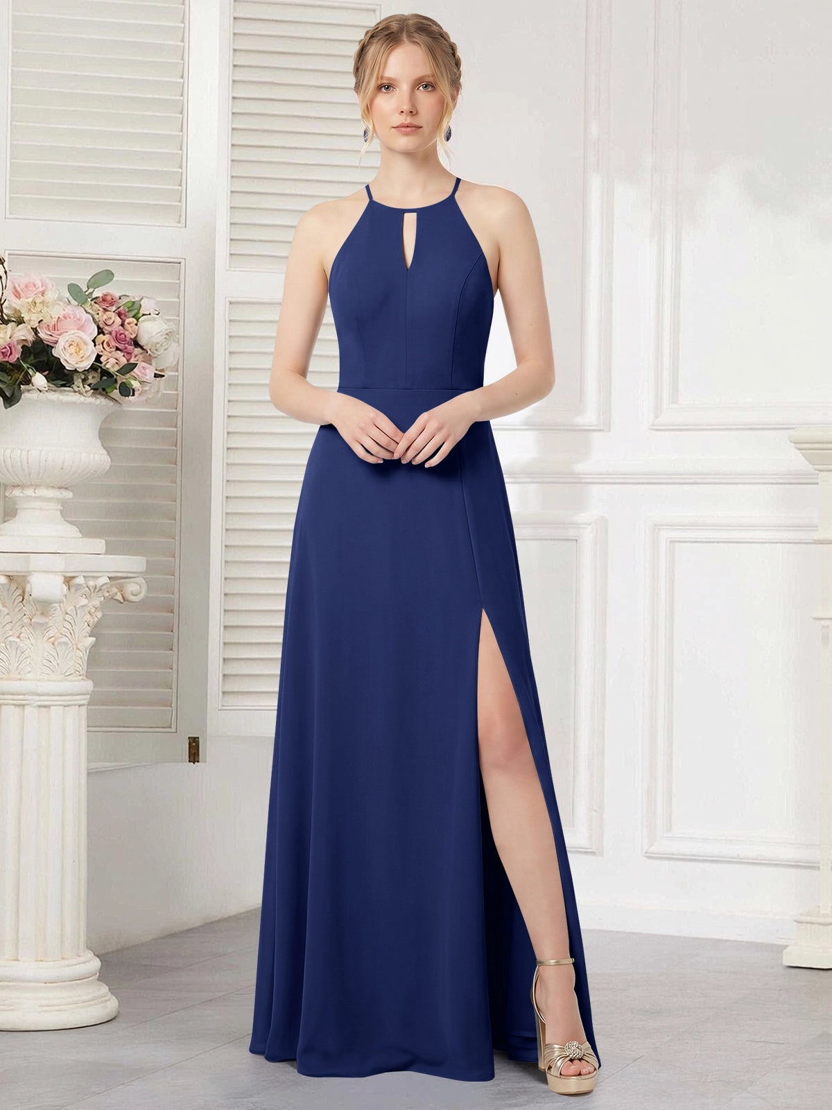 Chiffon Bridesmaid Dress with Halter 