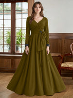Stretch Satin Mother of the Bride Dress with Crystal