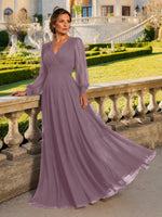Chiffon Mother of the Bride Dress with Long Sleeves 