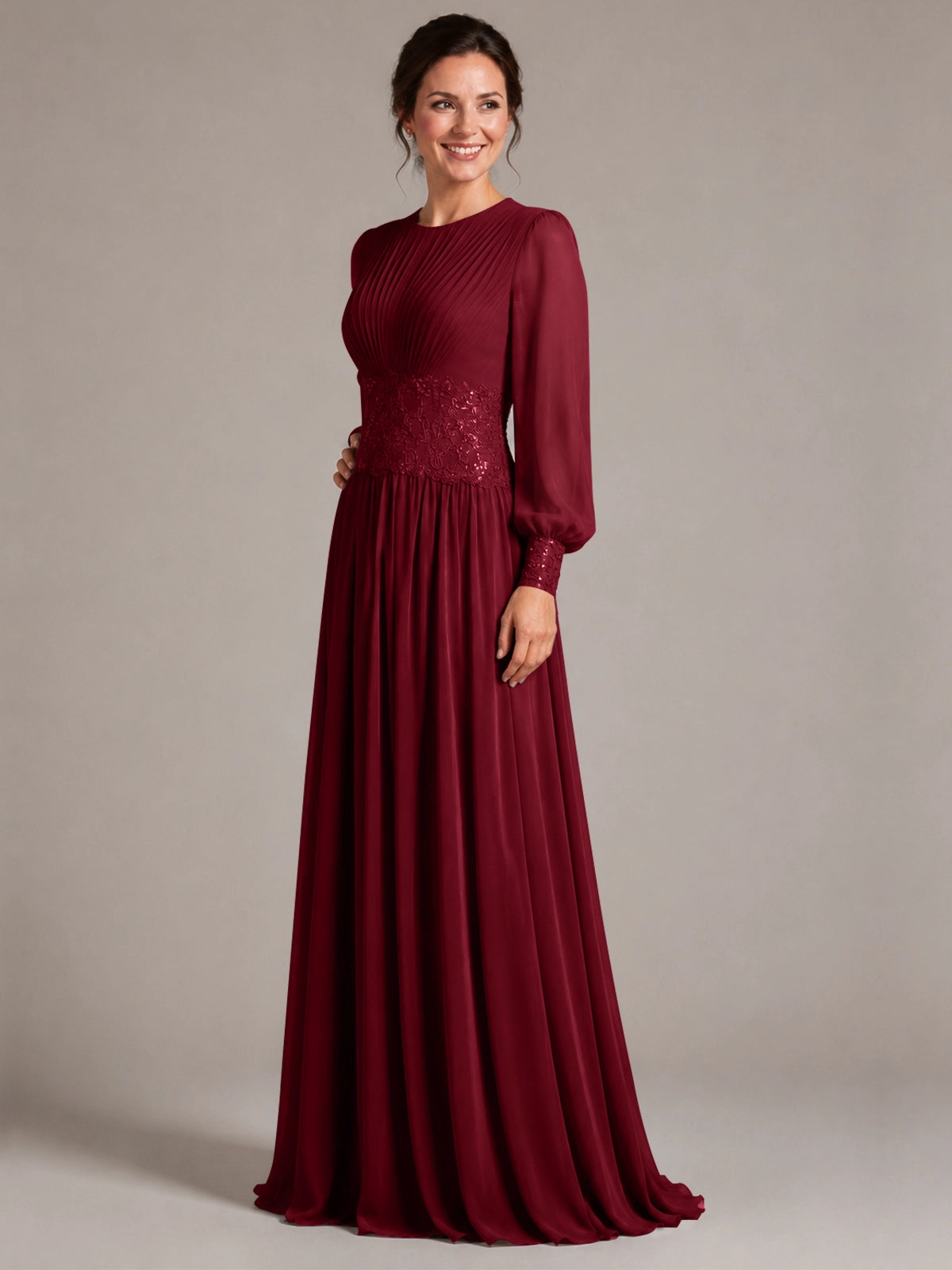 Chiffon Mother of the Bride Dress with Jewel Neckline 