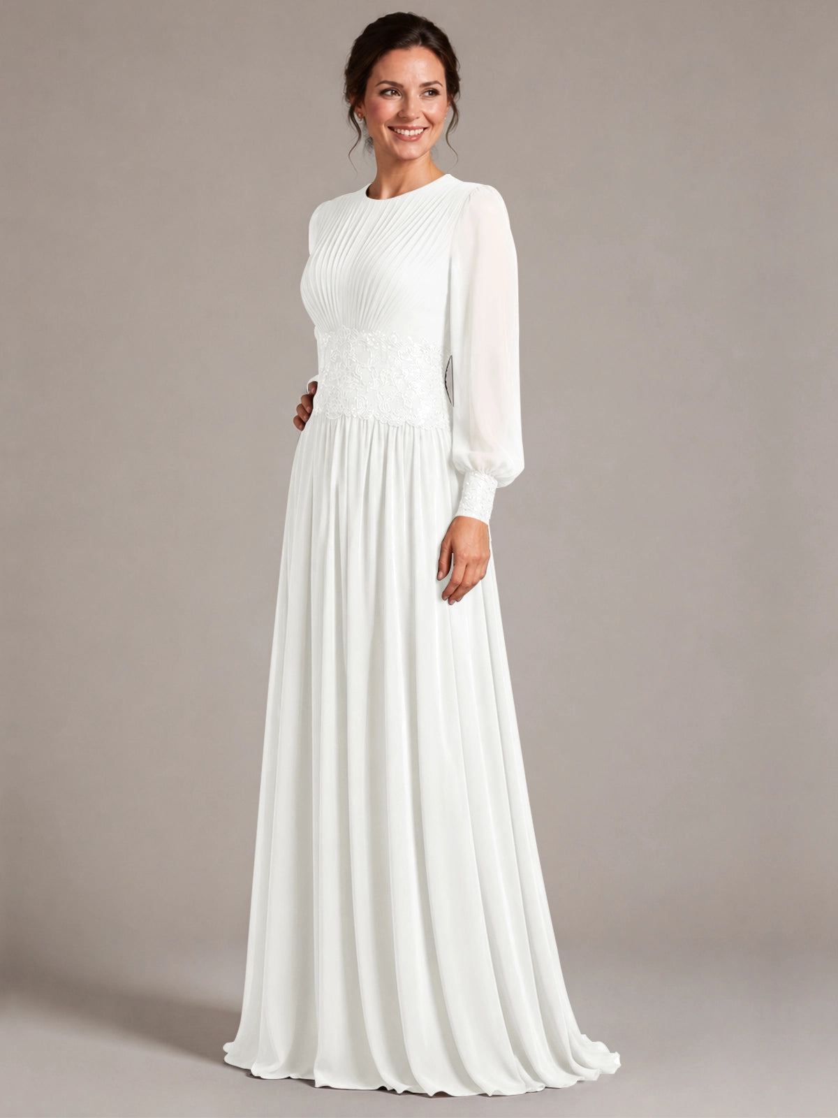 Chiffon Mother of the Bride Dress with Jewel Neckline 