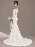 Lace Wedding Dress with Off-the-Shoulder 