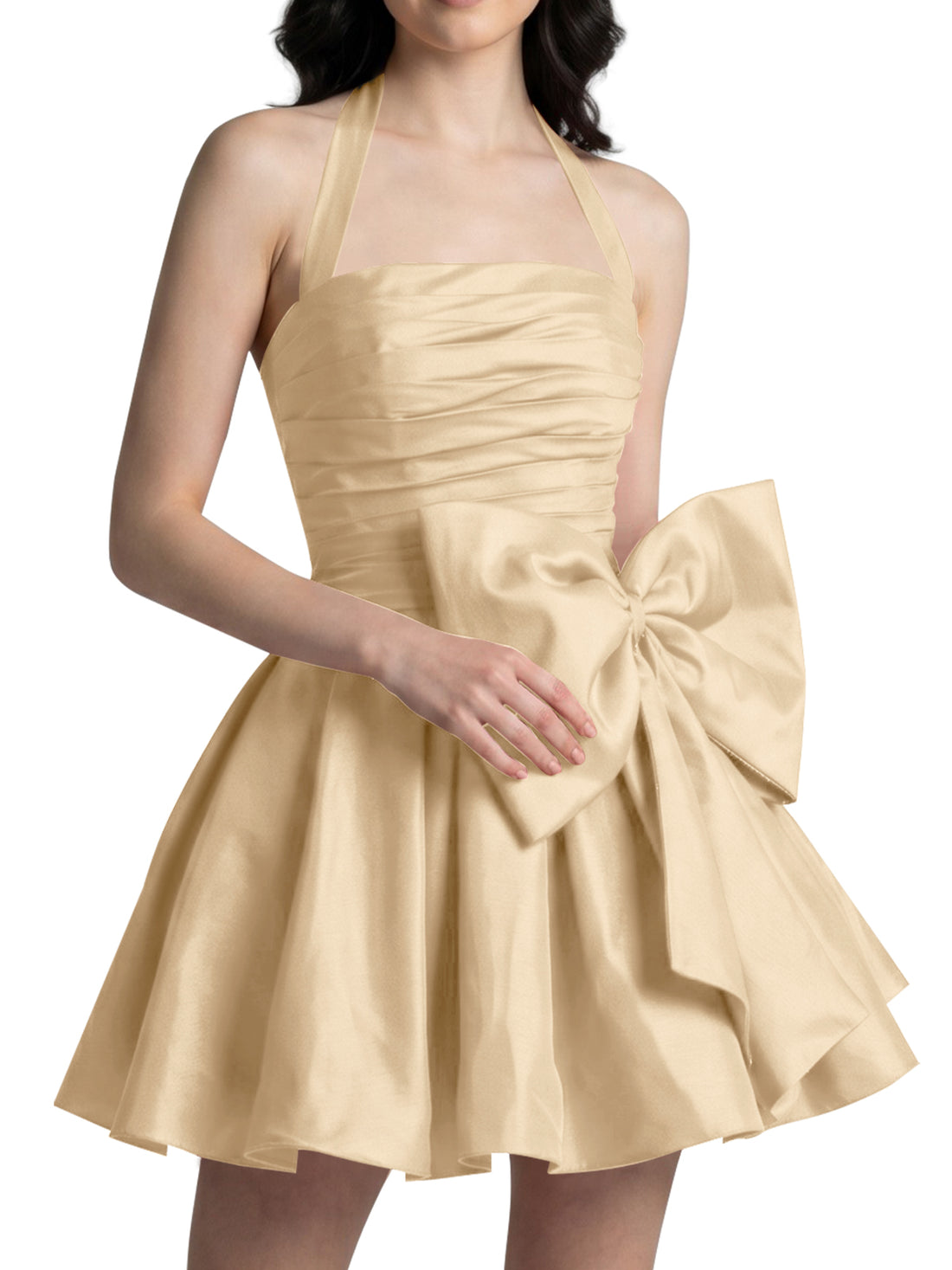 Halter Oversized Bow Mini Dress 