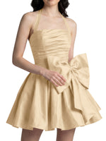 Halter Oversized Bow Mini Dress 