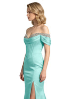 Corset Beaded Trumpet Prom Dress 
