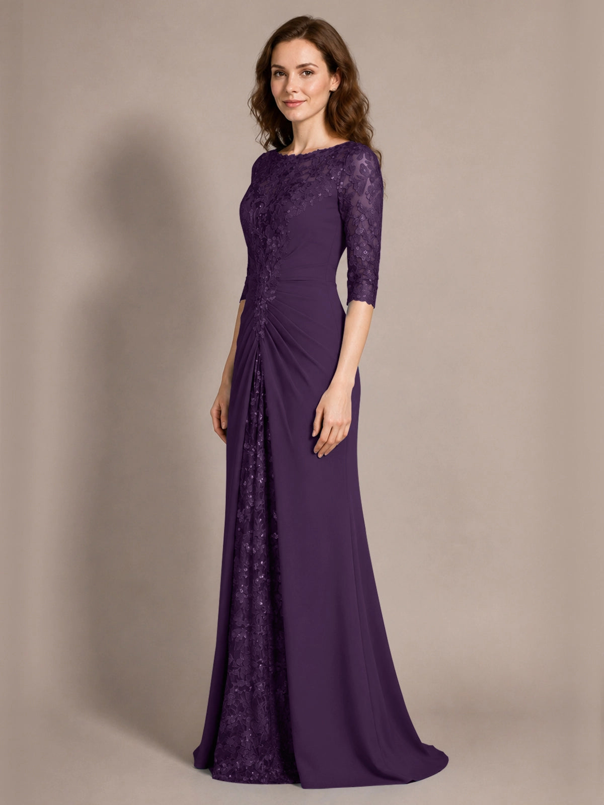 Lace Mother of the Bride Dress with Applique 