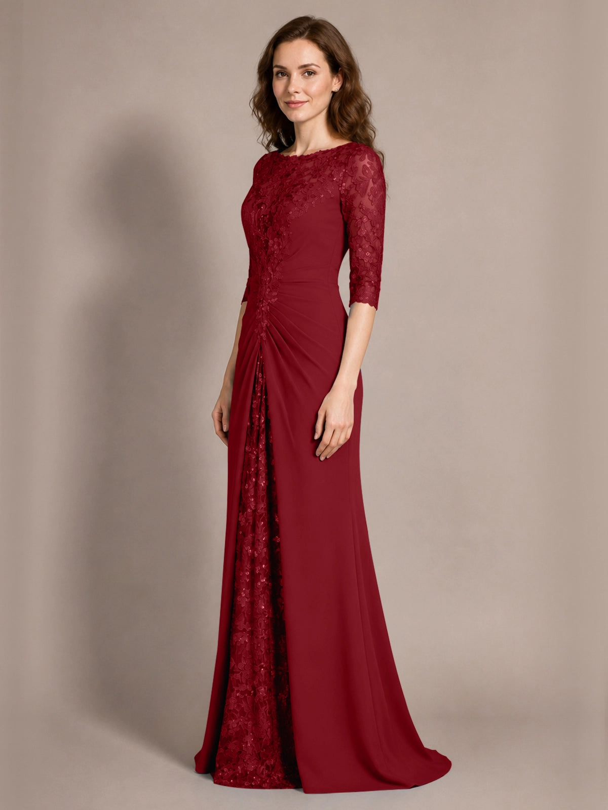 Lace Mother of the Bride Dress with Applique 