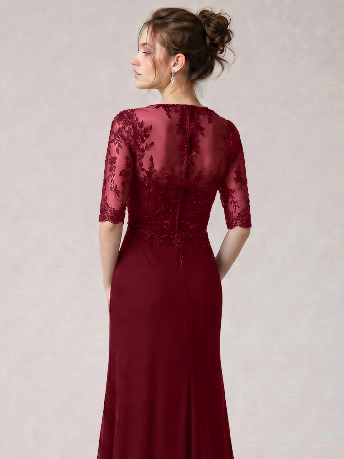 Lace Mother of the Bride Dress with Half Sleeves