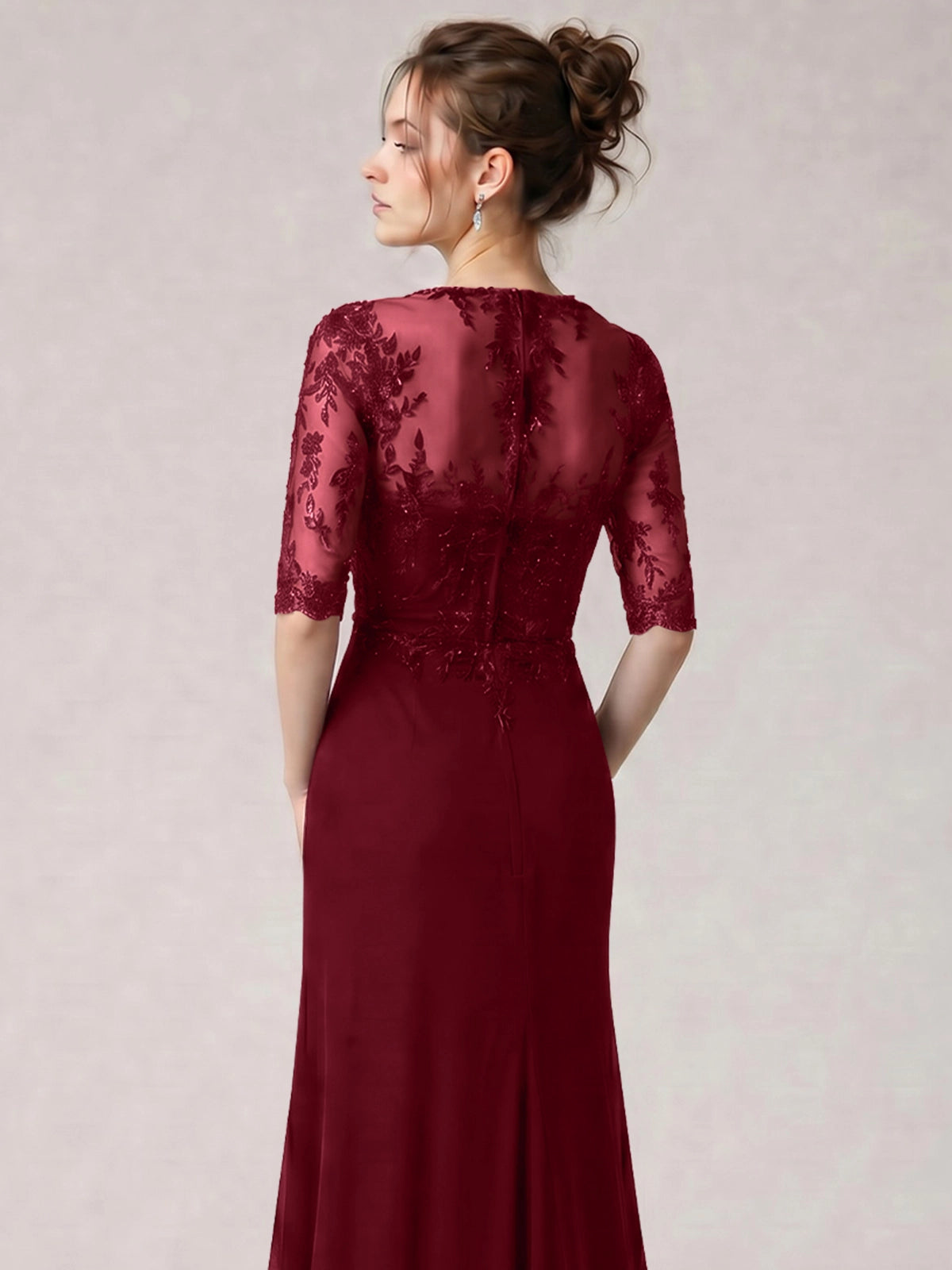 Lace Mother of the Bride Dress with Half Sleeves