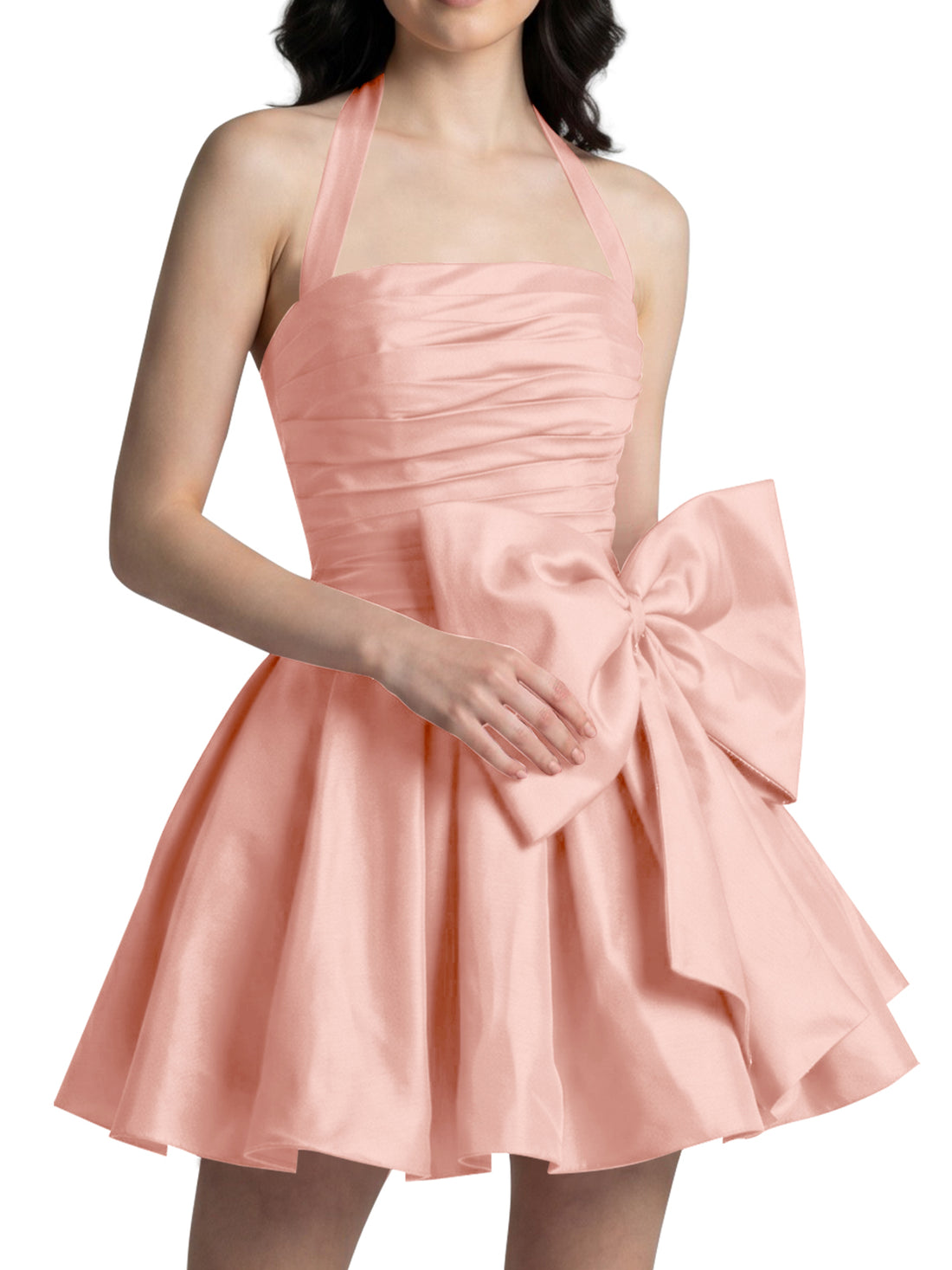 Halter Oversized Bow Mini Dress 