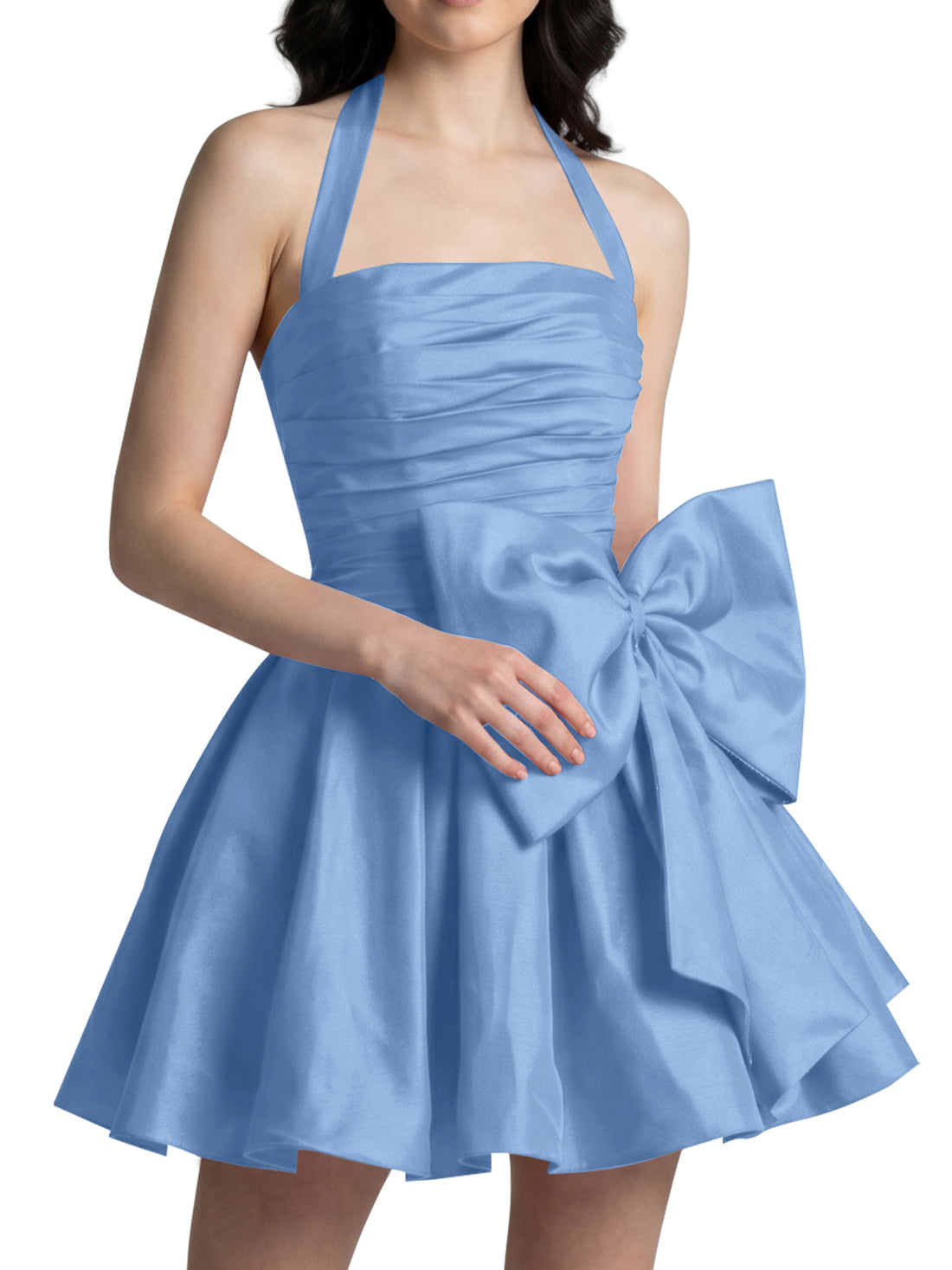 Halter Oversized Bow Mini Dress 