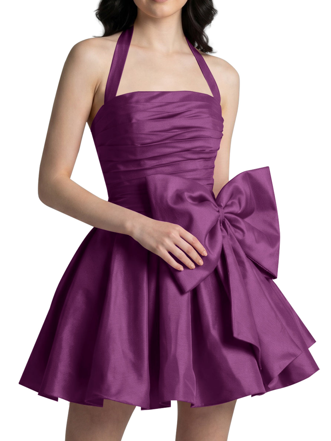 Halter Oversized Bow Mini Dress 