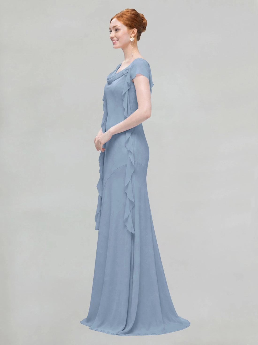 Flowy Ruffle Sheath Bridesmaid Dress 