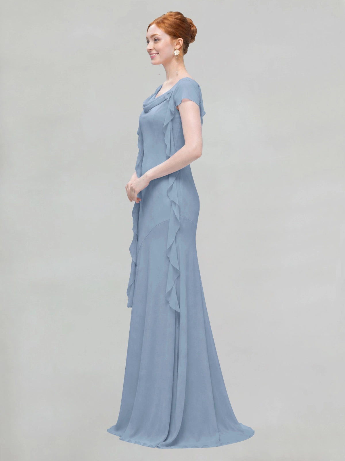 Flowy Ruffle Sheath Bridesmaid Dress 