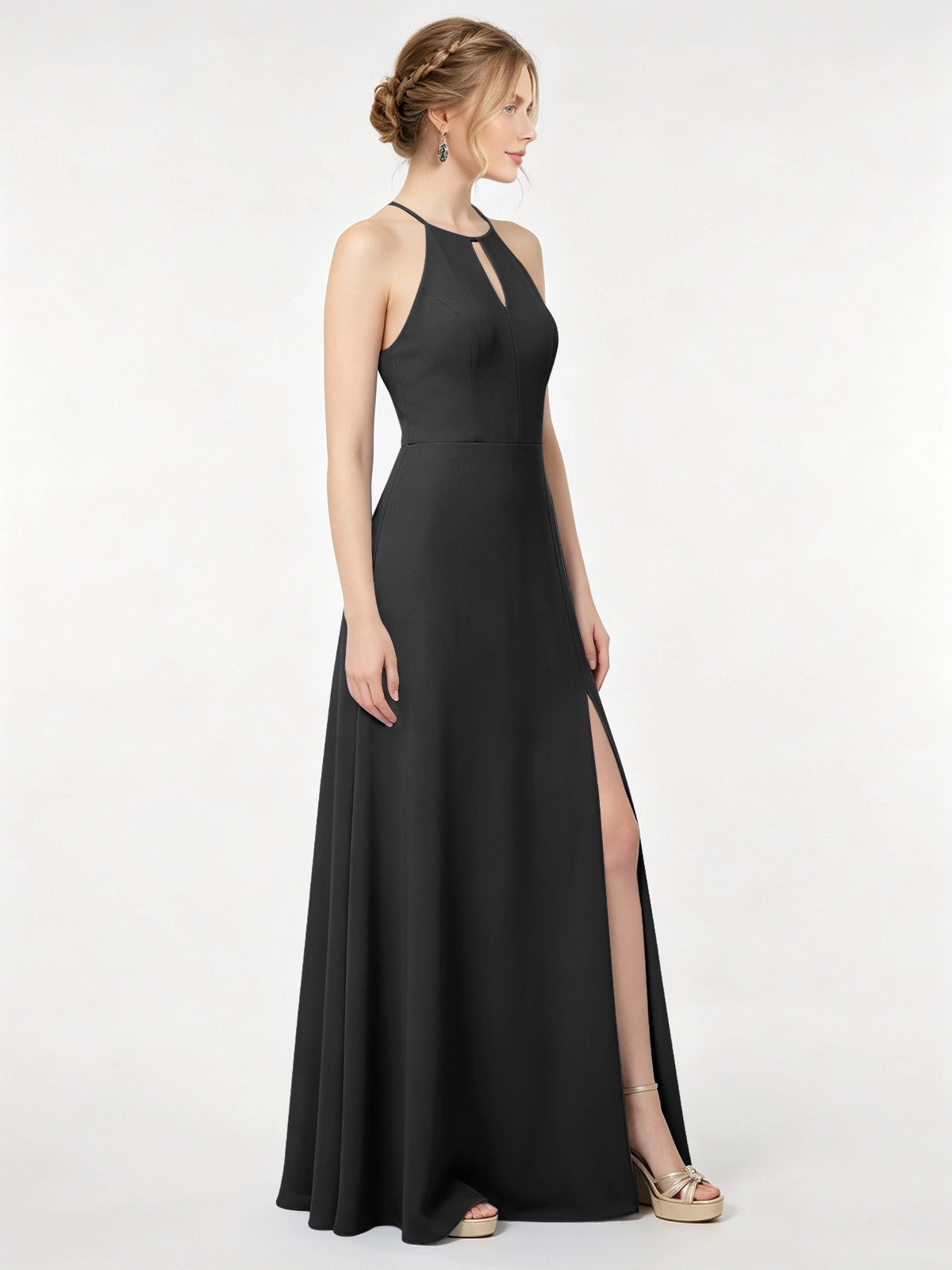 Chiffon Bridesmaid Dress with Halter 
