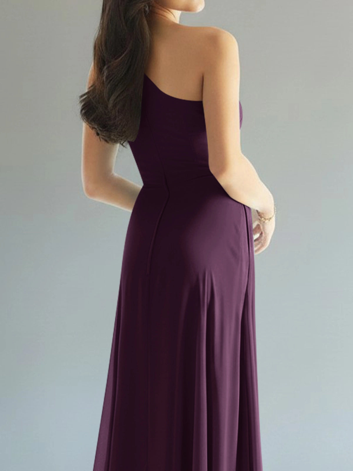 One-Shoulder Bridesmaid Dress with Slit