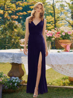 Velvet Bridesmaid Dress with Slit 