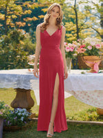 Velvet Bridesmaid Dress with Slit 