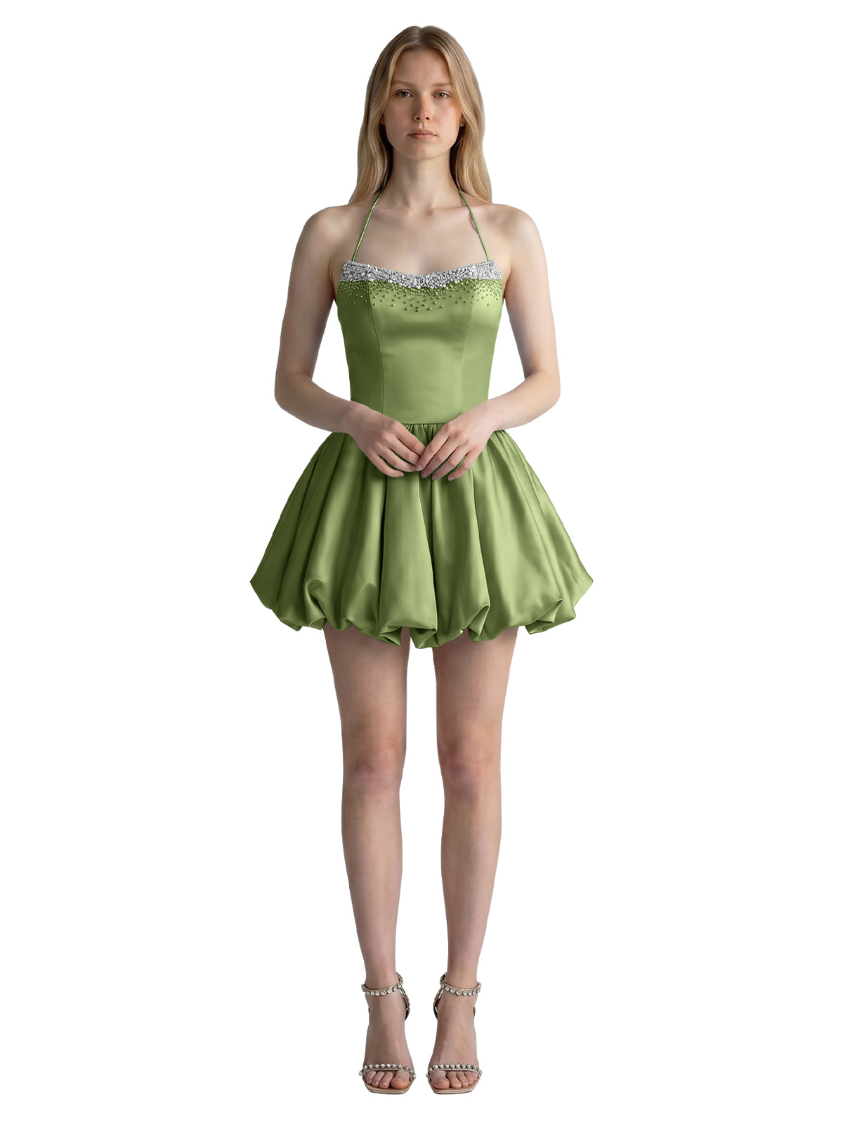 Beading Bubble Hem Mini Dress 
