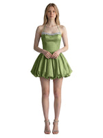 Beading Bubble Hem Mini Dress 