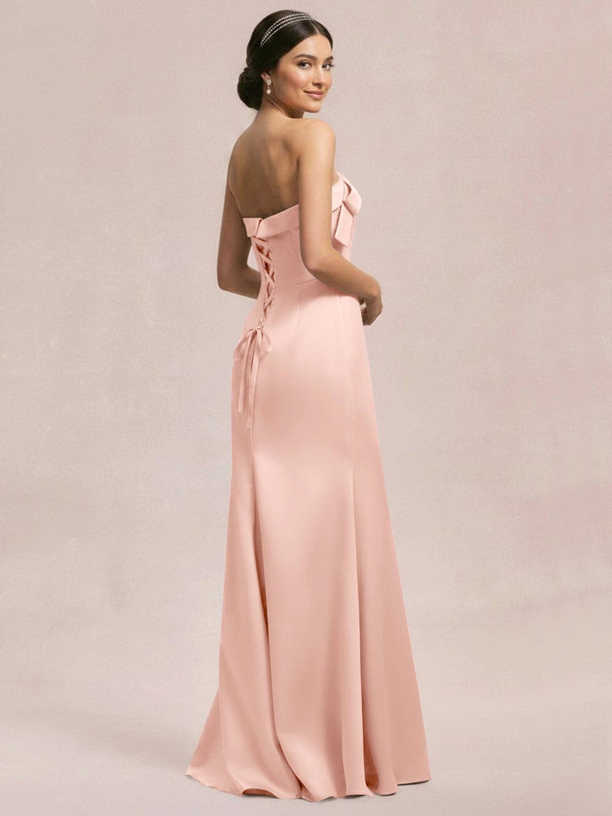 Satin Bow Accent Bridesmaid Dress 