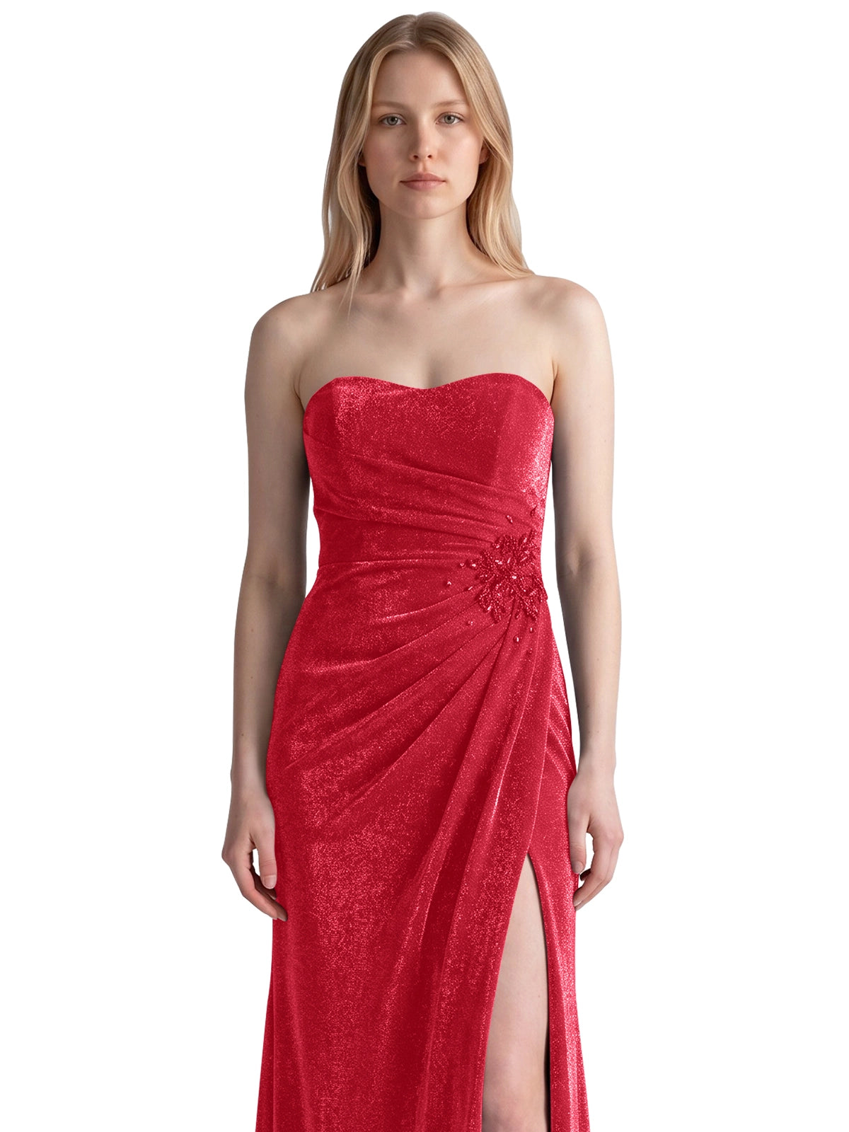 Velvet Prom Dress with Beaded Applique 