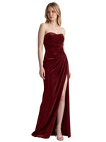 Velvet Prom Dress with Beaded Applique 