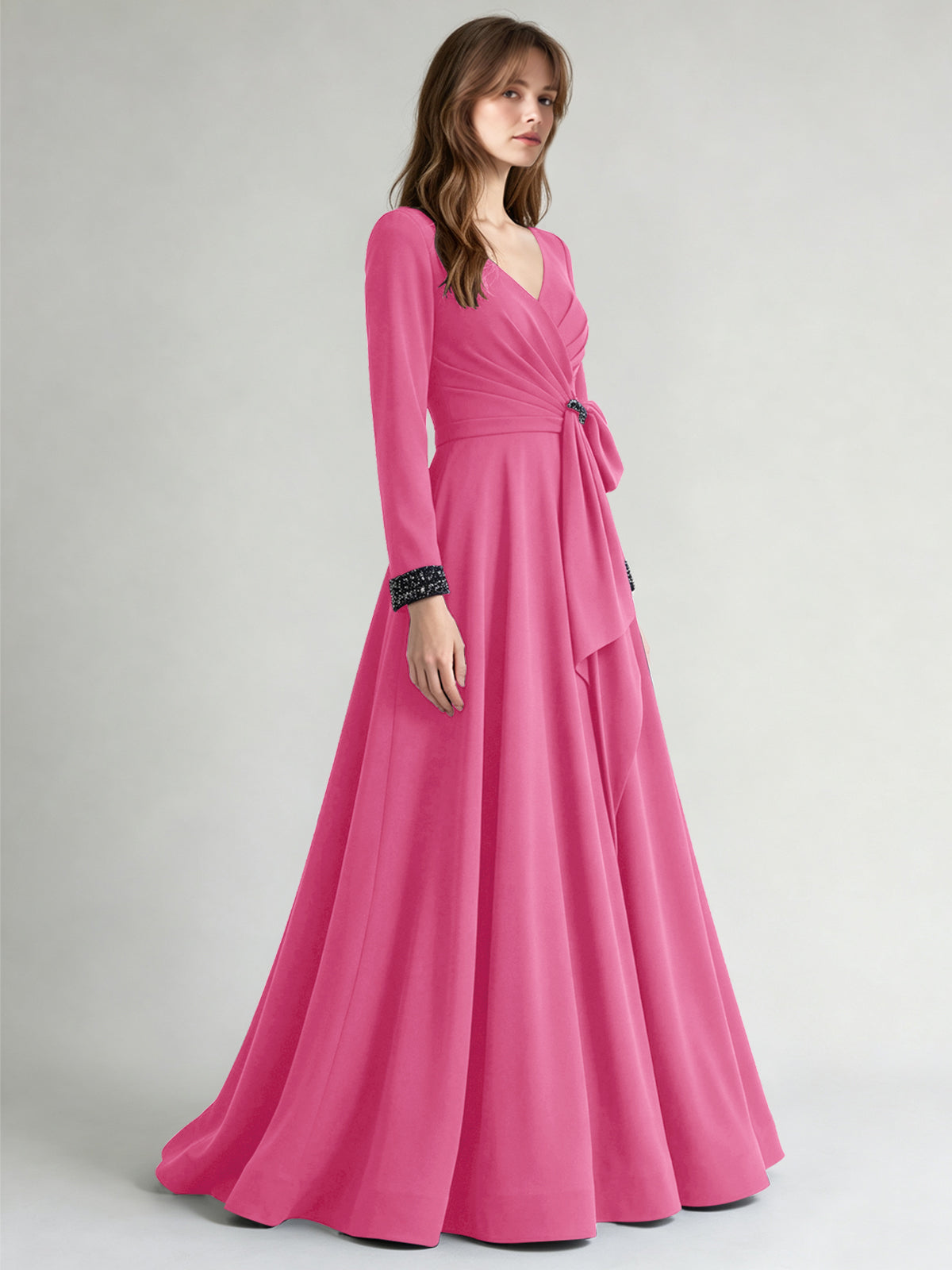 Stretch Satin Mother of the Bride Dress with Crystal