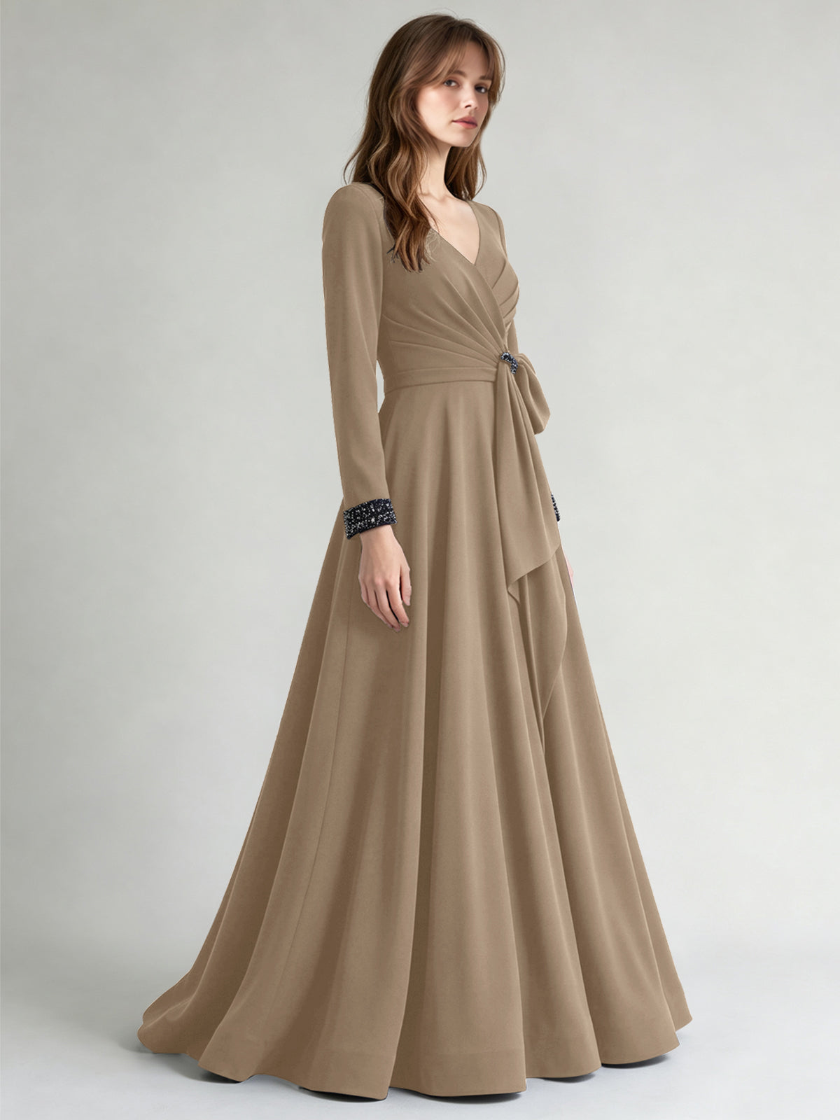 Stretch Satin Mother of the Bride Dress with Crystal