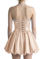 Beading Bubble Hem Mini Dress 