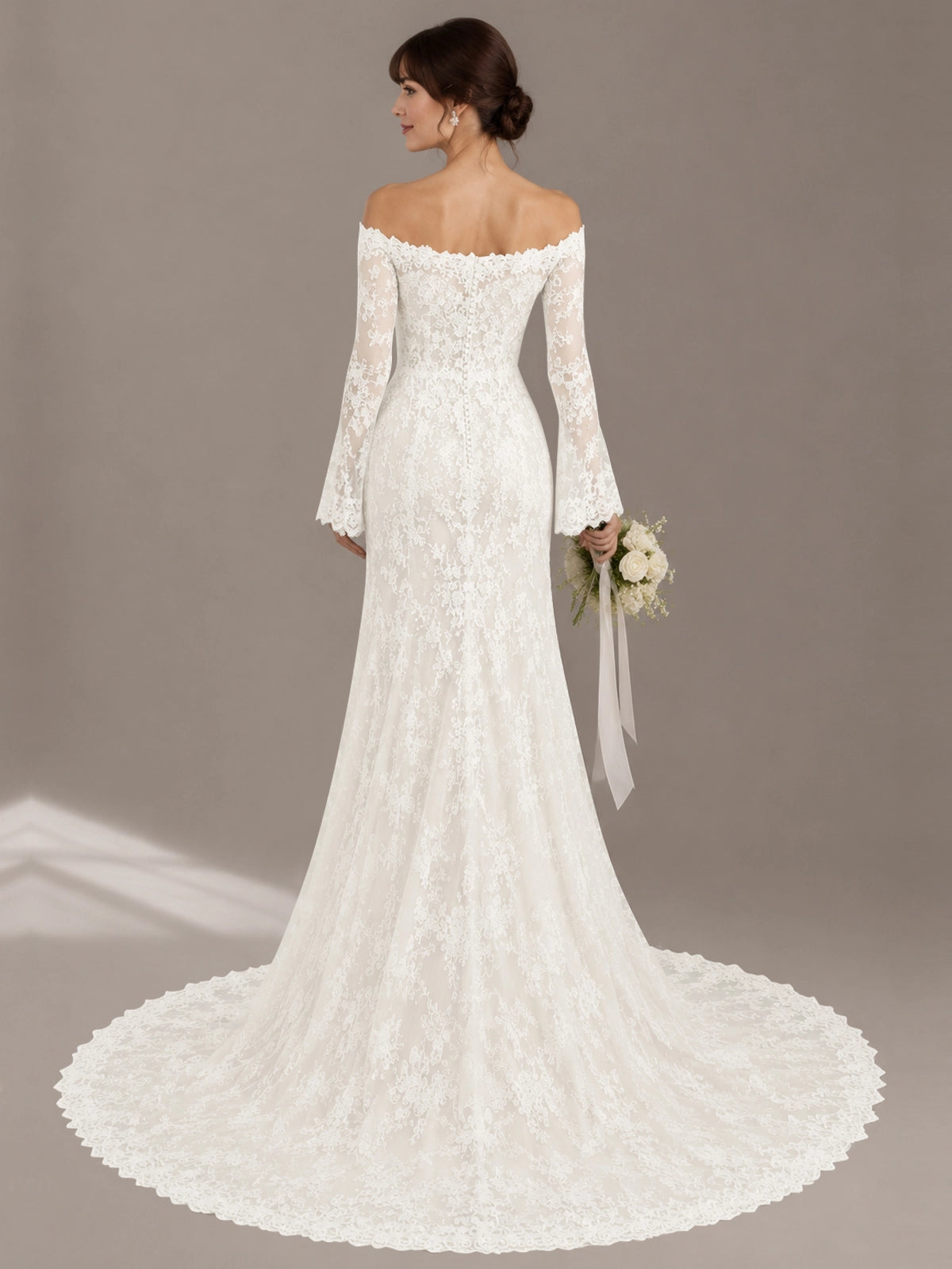 Lace Wedding Dress with Off-the-Shoulder 