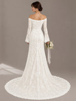 Lace Wedding Dress with Off-the-Shoulder 