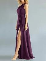 One-Shoulder Bridesmaid Dress with Slit