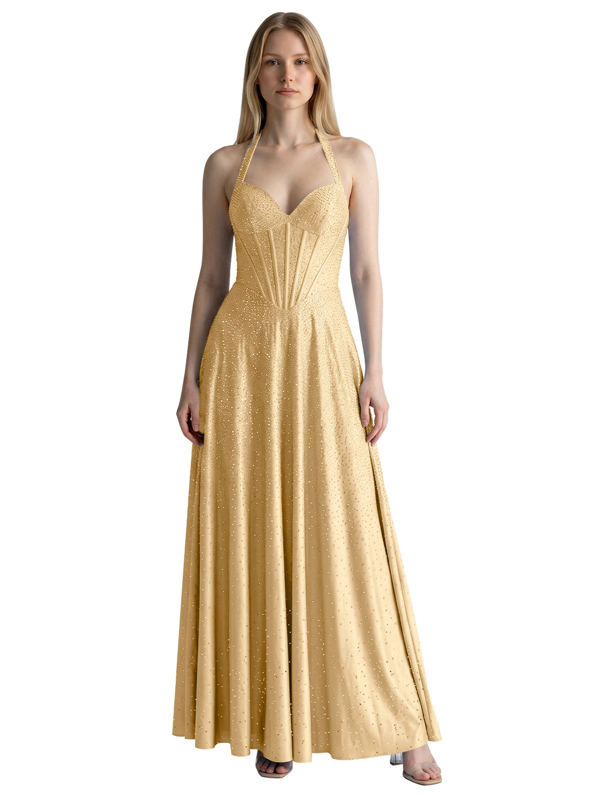 Halter Beaded Prom Dress 