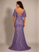 Mermaid Mother of the Bride Dress with V-neck 