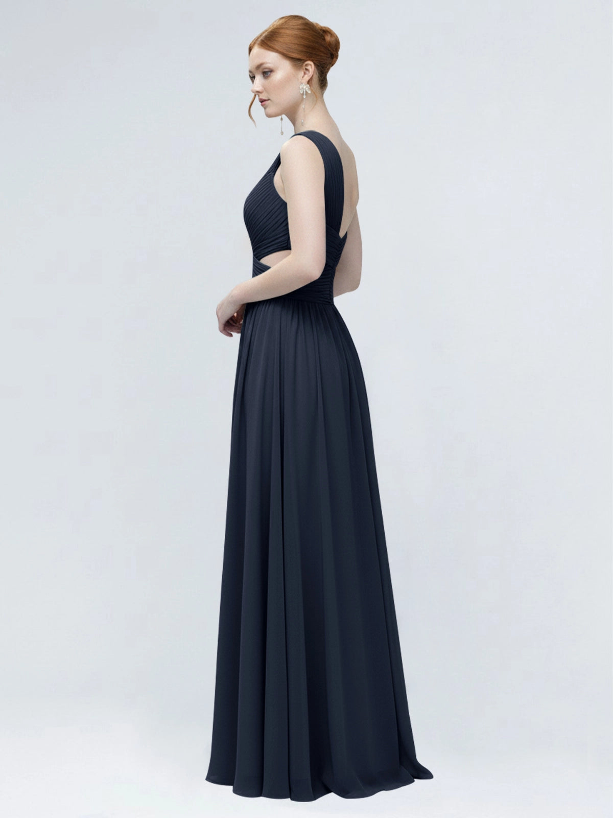 One-Shoulder Side Cut-Out Bridesmaid Dress 