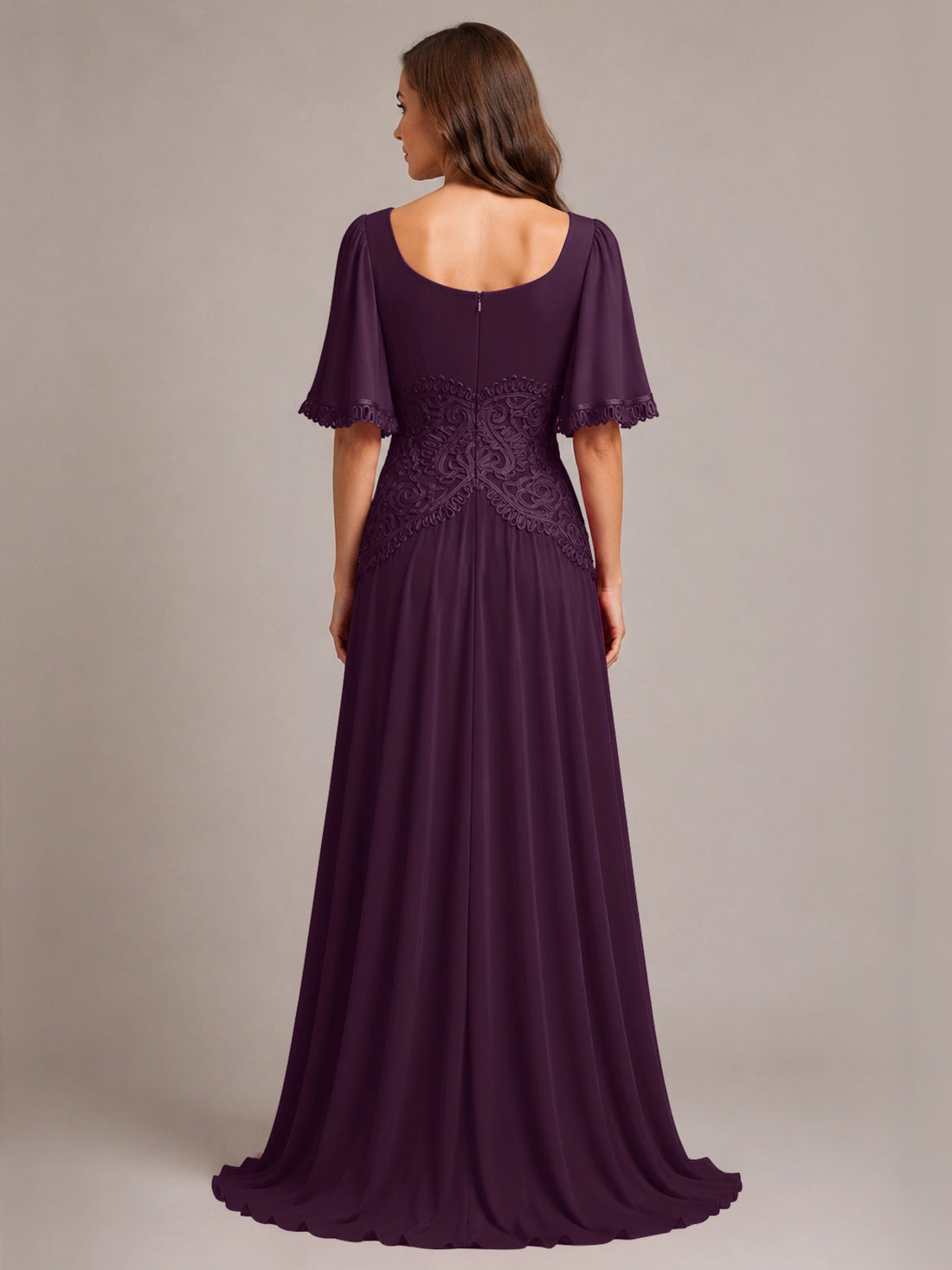 Cowl Neck Mother of the Bride Dress with Applique 
