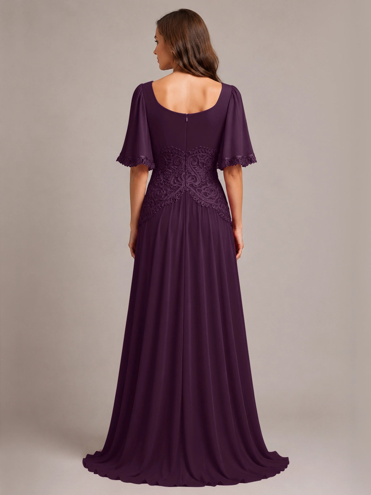 Cowl Neck Mother of the Bride Dress with Applique 