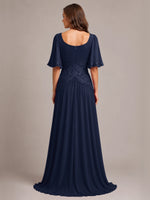 Cowl Neck Mother of the Bride Dress with Applique 