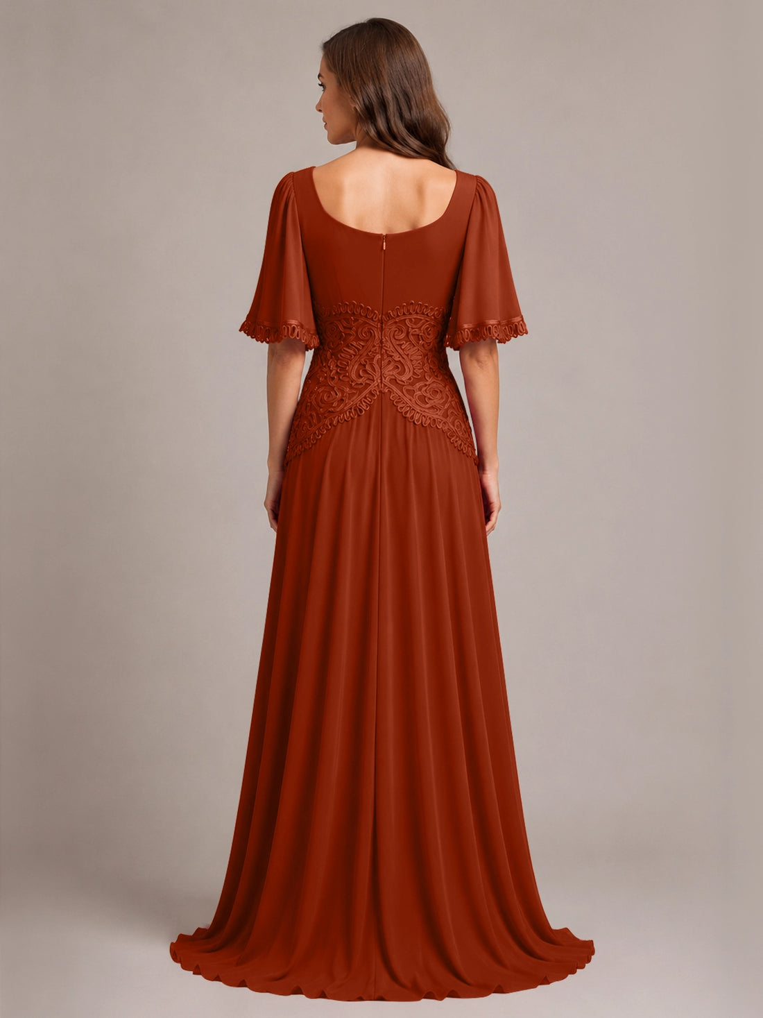 Cowl Neck Mother of the Bride Dress with Applique 