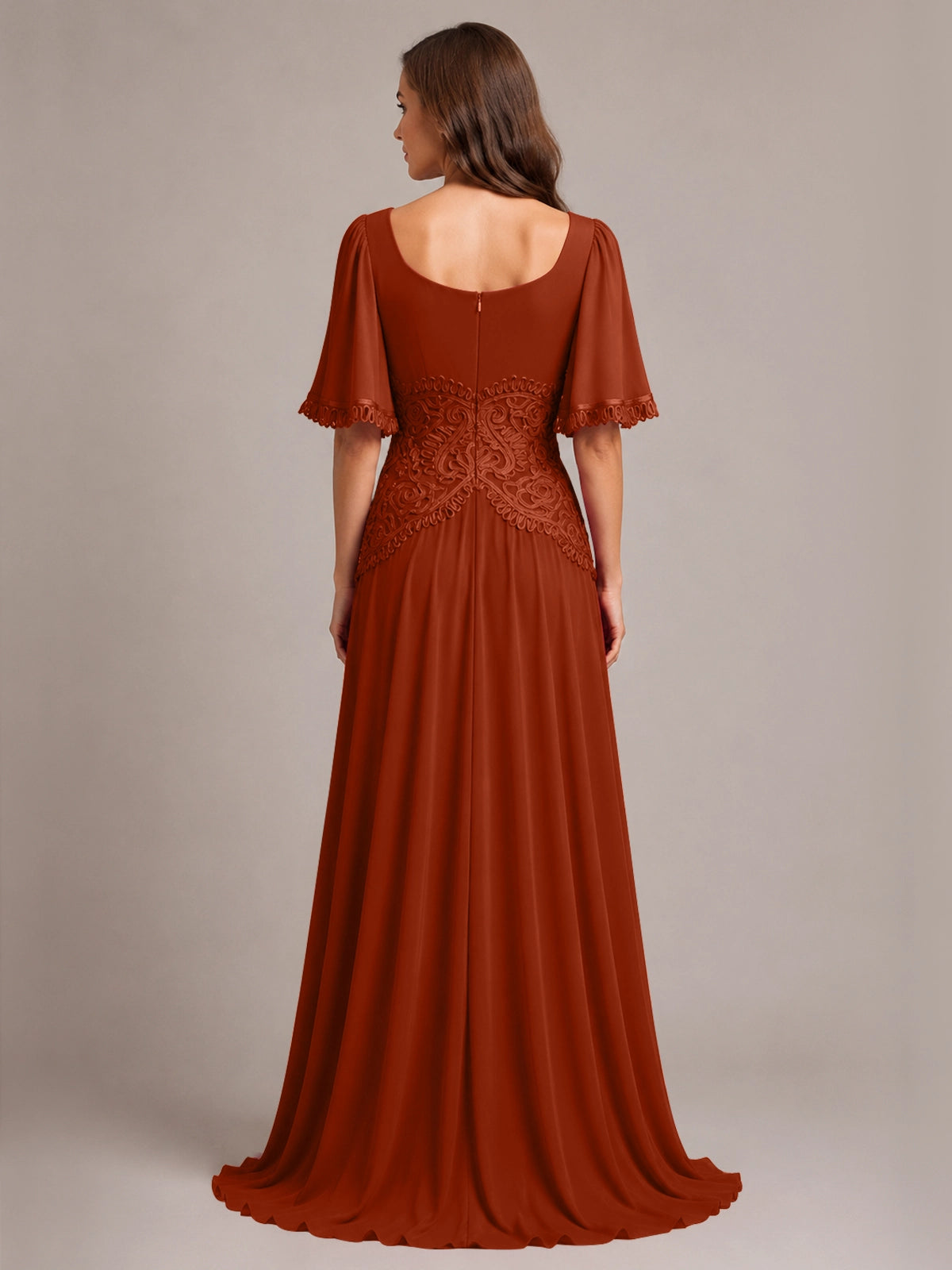 Cowl Neck Mother of the Bride Dress with Applique 
